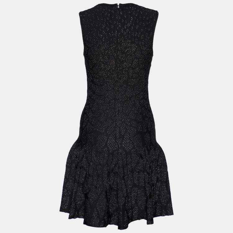 Pre Owned Roberto Cavalli Black Lurex Knit Flared Sleeveless Mini Dress S