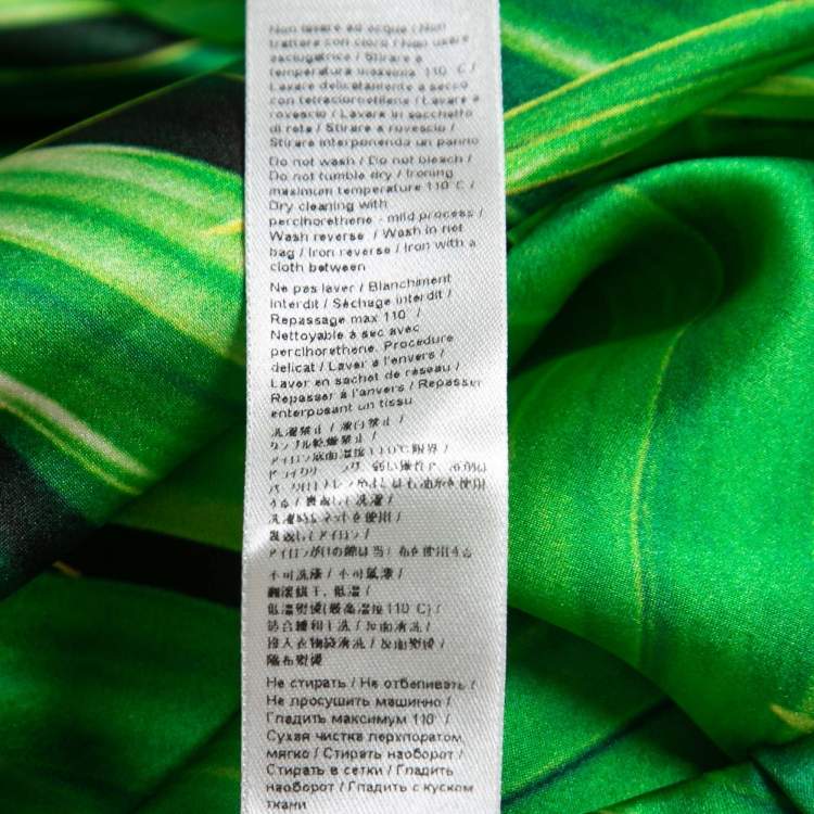 Pre Owned Roberto Cavalli Green Printed Silk Tassel-Tie Harem Pants S