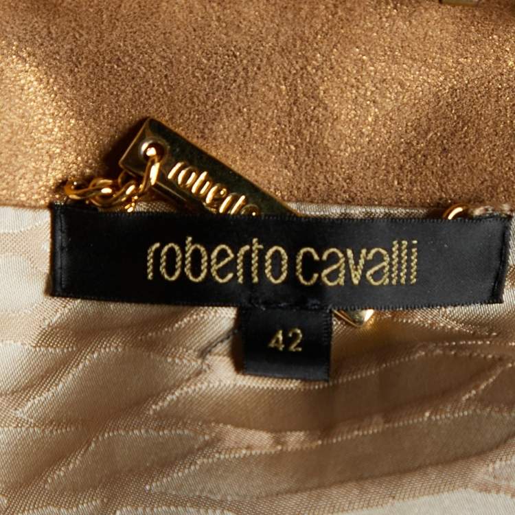 Pre Owned Roberto Cavalli Brown Suede Hook Front Jacket M