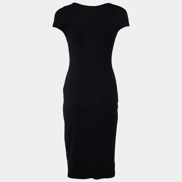 Pre Owned Roberto Cavalli Black Jersey Ruched Detail Mini Dress M