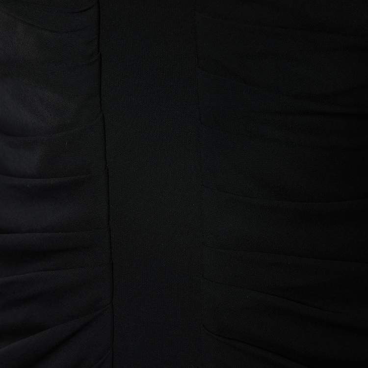 Pre Owned Roberto Cavalli Black Jersey Ruched Detail Mini Dress M