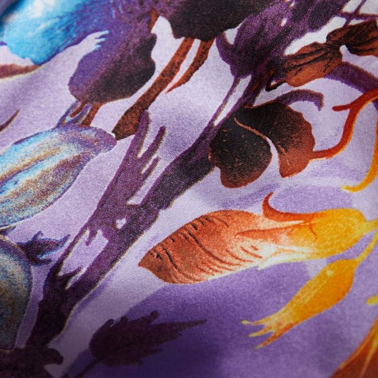 Pre Owned Roberto Cavalli Multicolor Floral Printed Silk Satin Shirt M