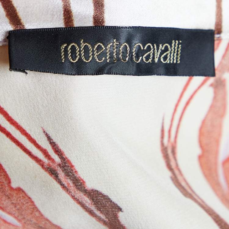 Pre Owned Roberto Cavalli Multicolor Floral Printed Silk Satin Shirt M