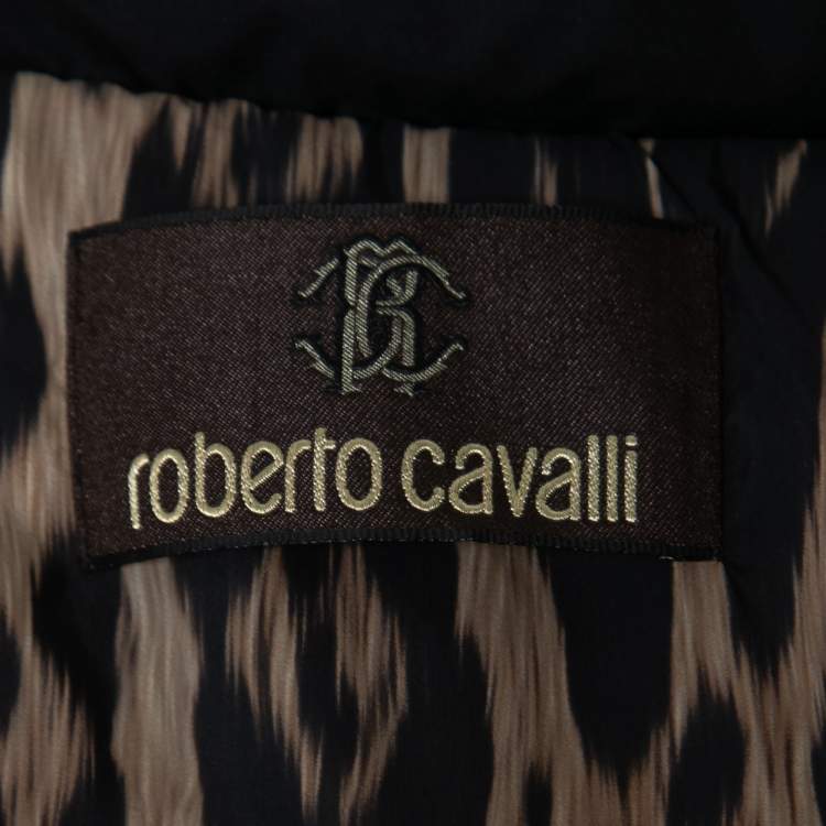Pre Owned Roberto Cavalli Black Synthetic Quilted Down Jacket L
