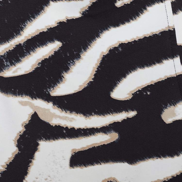 Pre Owned Roberto Cavalli Beige & Brown Striped Knit Top L