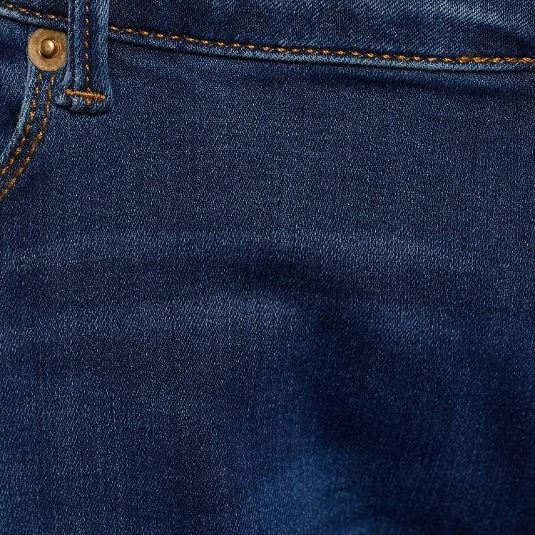 Pre Owned Roberto Cavalli Indigo Denim Serpenti Print Skinny Jeans L