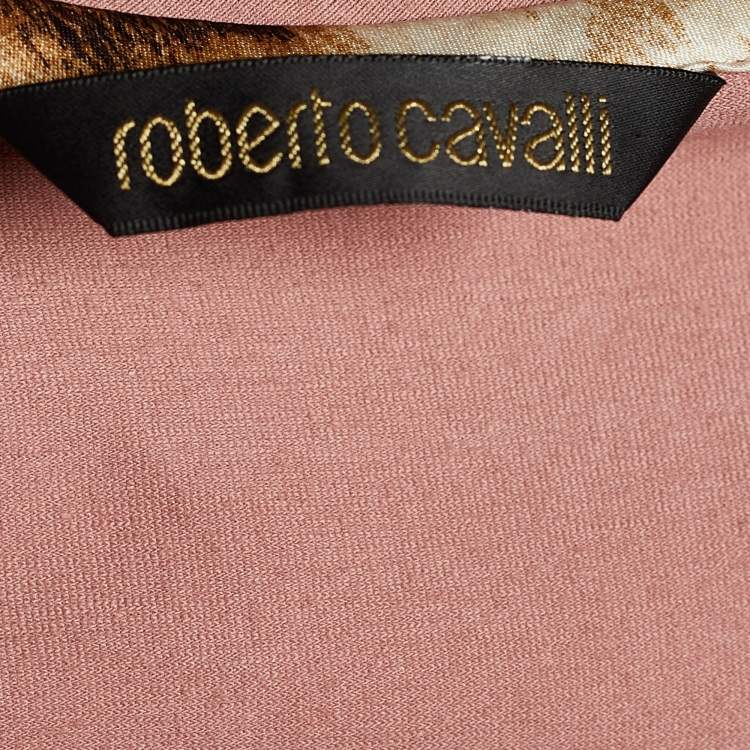 Pre Owned Roberto Cavalli Dusty Pink Embellished Neck Tank Top M