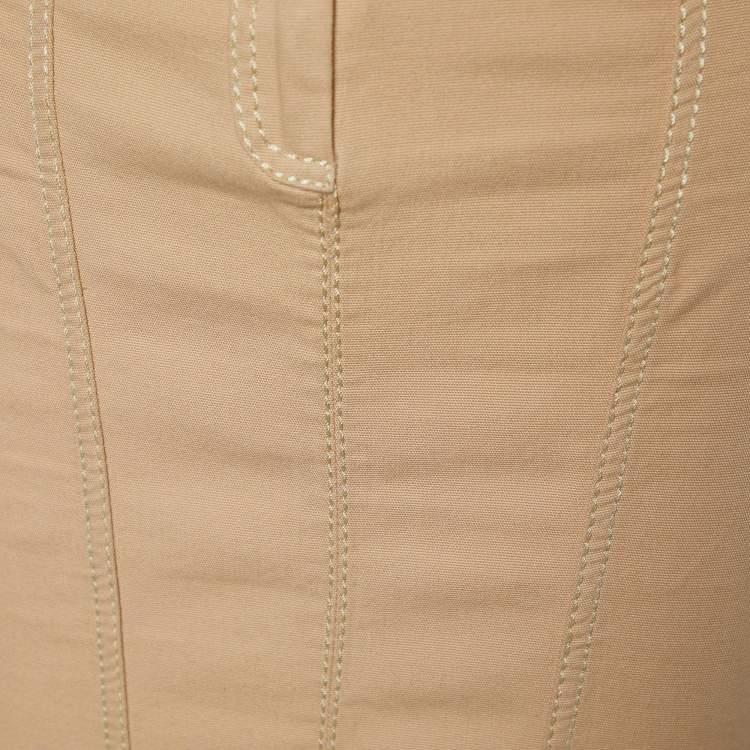 Pre Owned Roberto Cavalli Beige Cotton Belt Detailed Maxi Mermaid Skirt M