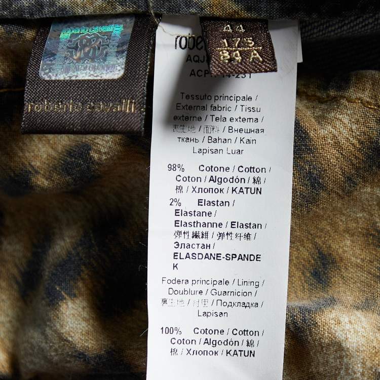 مملوكة مسبقًا Roberto Cavalli Blue Shiny Denim Paneled Jeans M