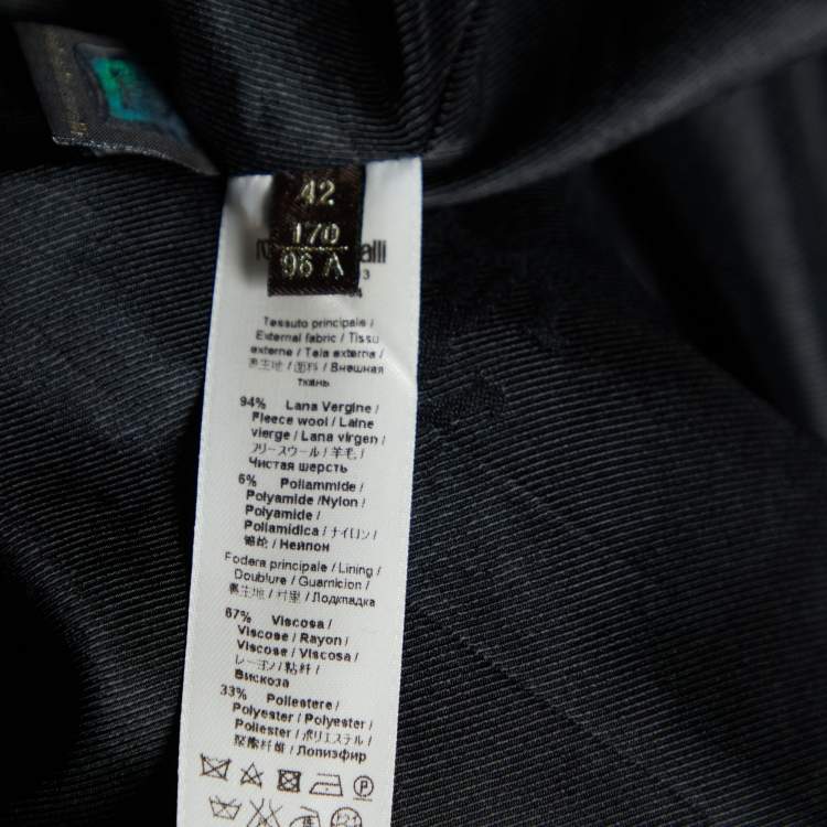 Pre Owned Roberto Cavalli Black Wool Sleeveless Skater Dress M