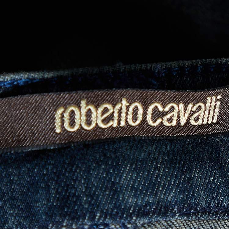 Pre Owned Roberto Cavalli Light Blue Faded Denim Skinny Jeans M