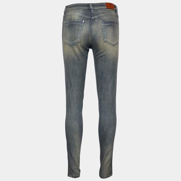 Pre Owned Roberto Cavalli Light Blue Faded Denim Skinny Jeans M