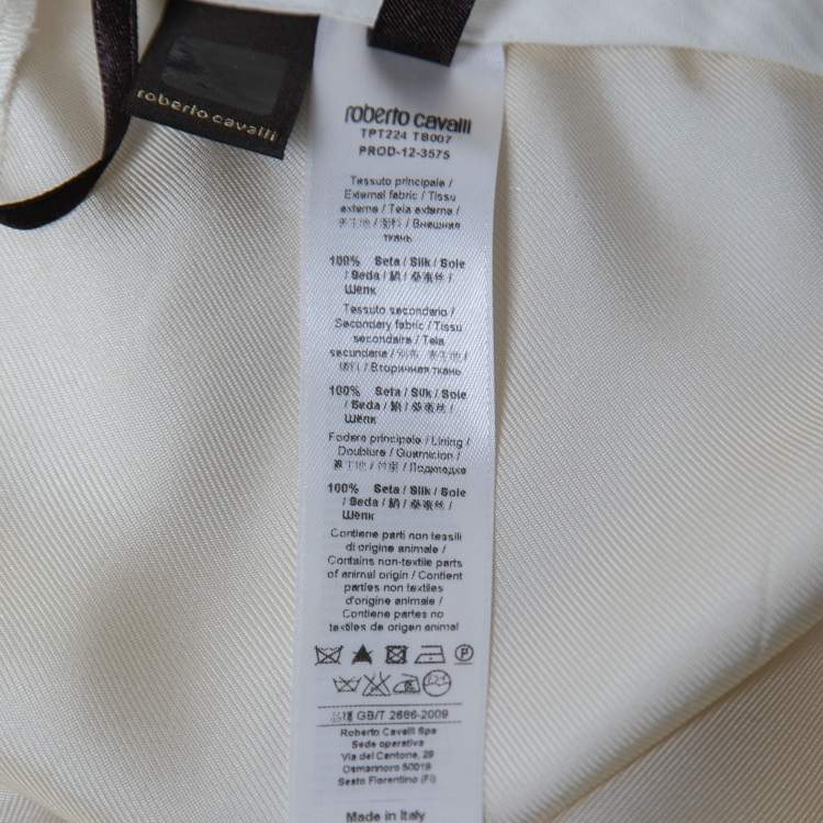 Pre Owned Roberto Cavalli Cream Silk  Trousers S