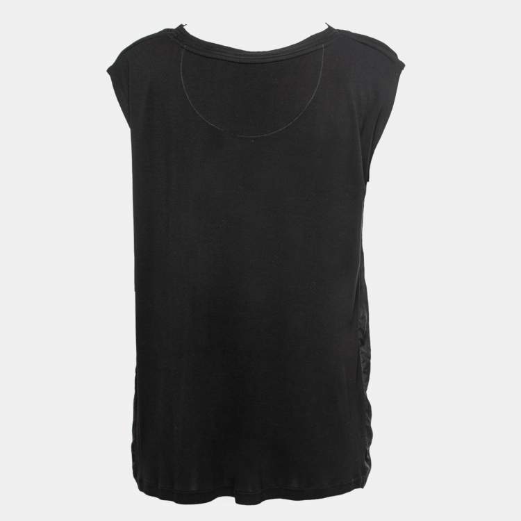 مملوكة مسبقًا Roberto Cavalli Black Jersey Parrot Printed Top M