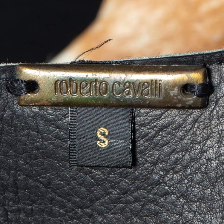 Pre Owned Roberto Cavalli Brown Animal Printed Leather Tank Top  S