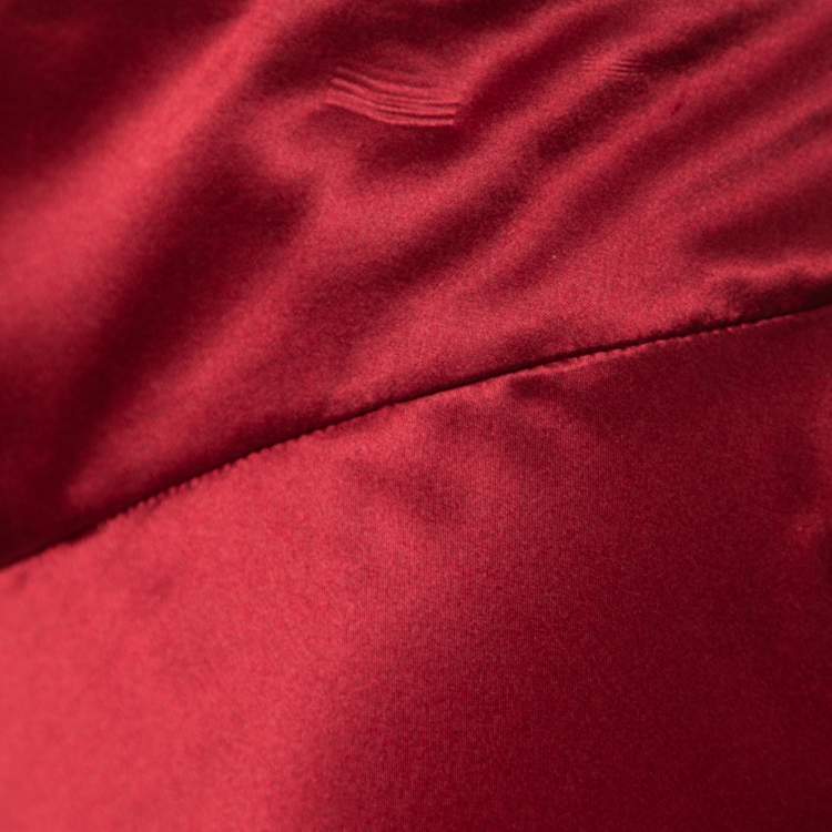 Pre Owned Roberto Cavalli Burgundy Silk Satin Flared Maxi Skirt S
