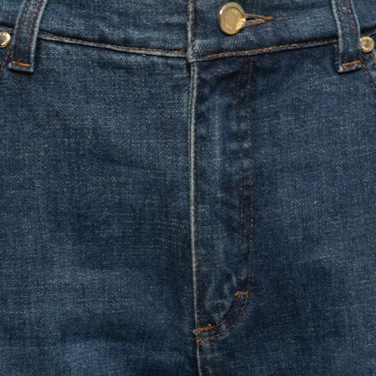مملوكة مسبقًا Roberto Cavalli Blue Light Wash Denim Wide Leg Jeans L Waist 31"