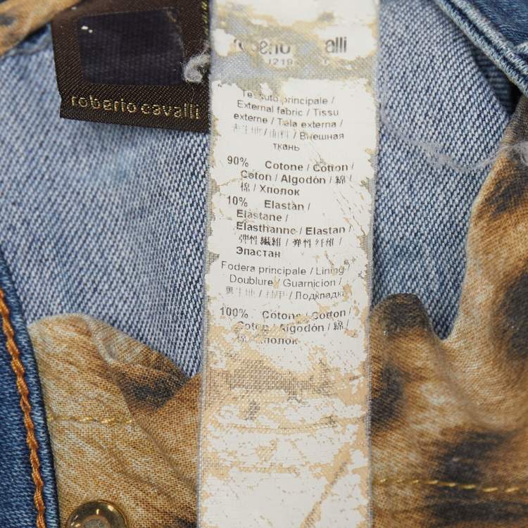 Pre Owned Roberto Cavalli Navy Blue Denim Skinny Jeans S Waist 28" 