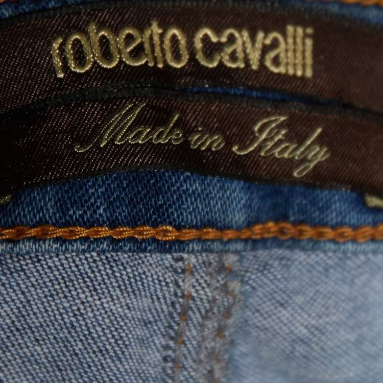 Pre Owned Roberto Cavalli Navy Blue Denim Skinny Jeans S Waist 28" 
