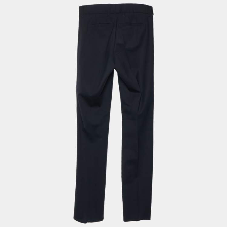 Pre Owned Roberto Cavalli Black Wool Contrast Side Strip Detail Tapered Leg Trousers S
