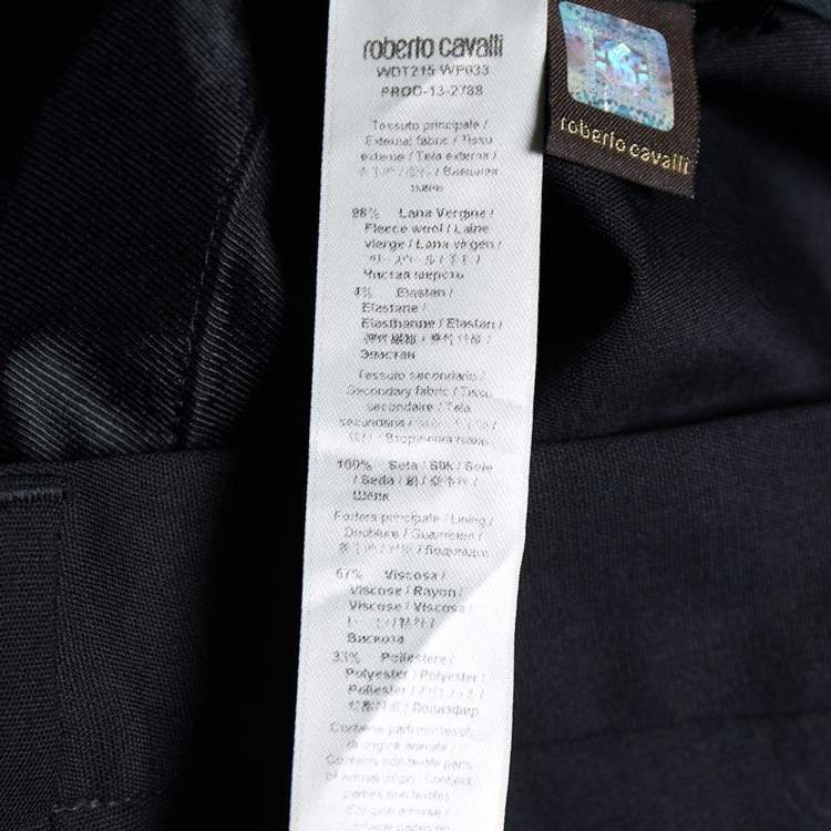 Pre Owned Roberto Cavalli Black Wool Contrast Side Strip Detail Tapered Leg Trousers S