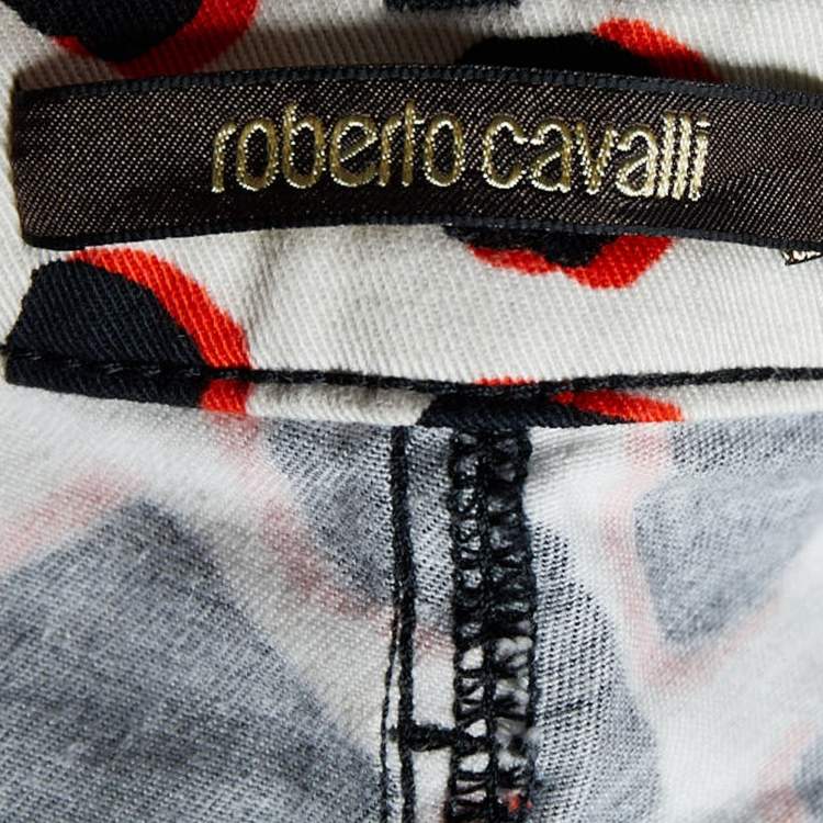 مملوكة مسبقًا Roberto Cavalli Black Denim Printed Detail Skinny Jeans S