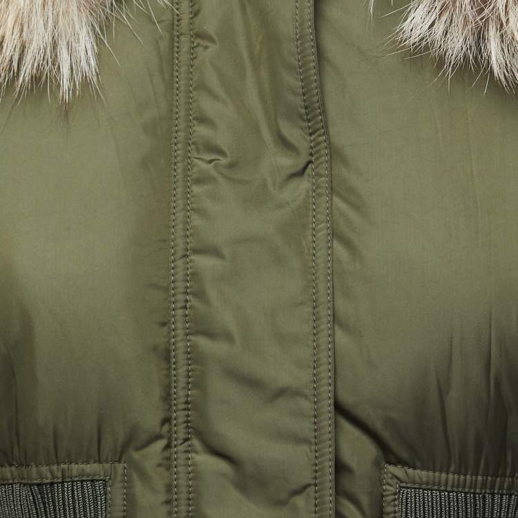 مملوكة مسبقًا Roberto Cavalli Military Green Fur Lined Parka Jacket S