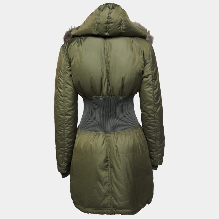 مملوكة مسبقًا Roberto Cavalli Military Green Fur Lined Parka Jacket S