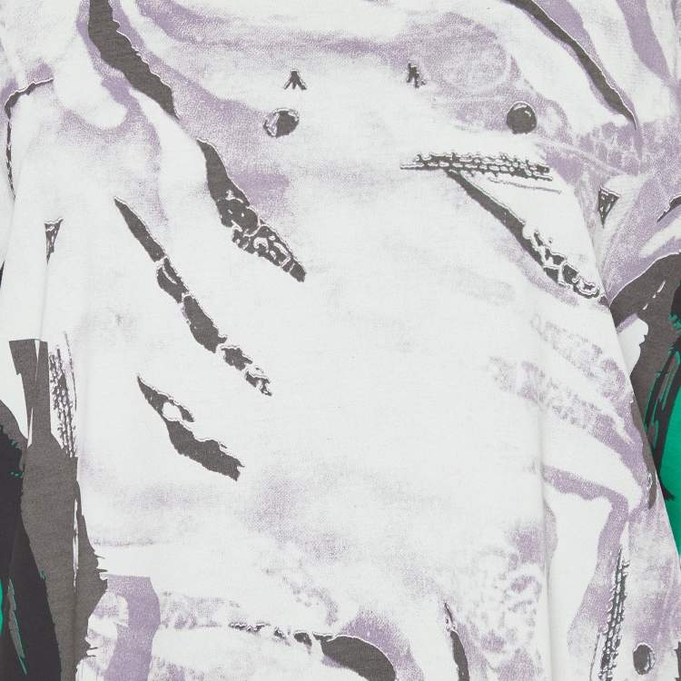 Pre Owned Roberto Cavalli Green Abstract Print Cotton Crew Neck T-Shirt XL
