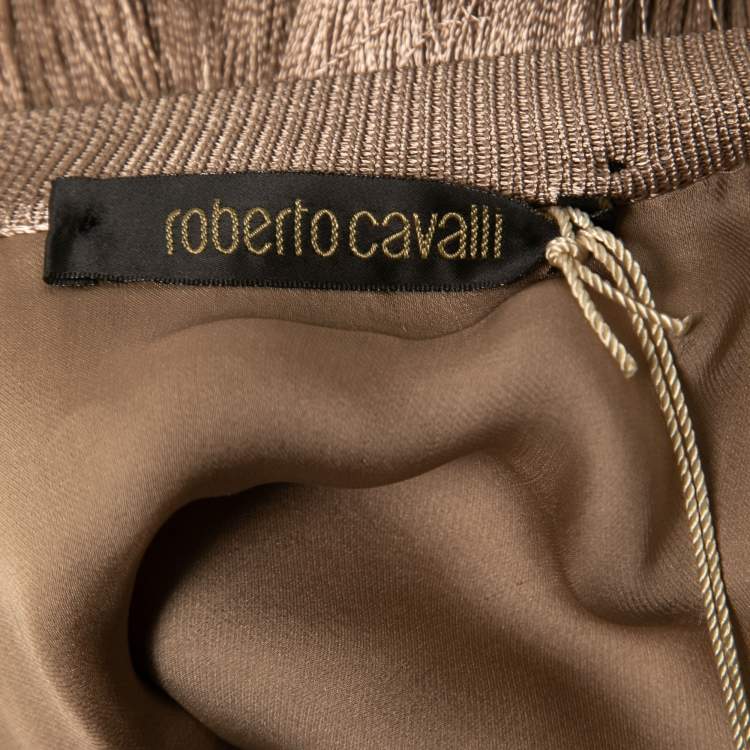 Pre Owned Roberto Cavalli Blush Pink Fringed Silk Jacket M