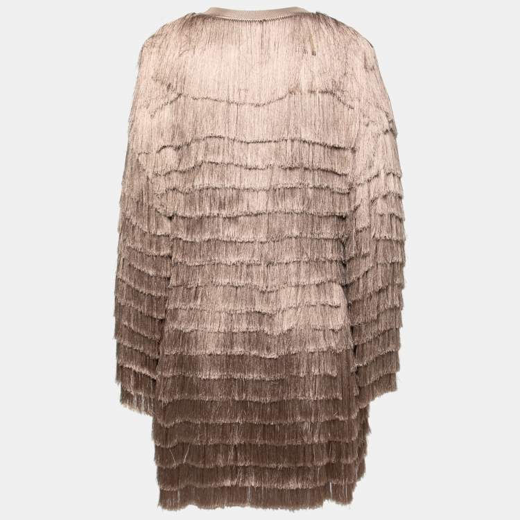 Pre Owned Roberto Cavalli Blush Pink Fringed Silk Jacket M