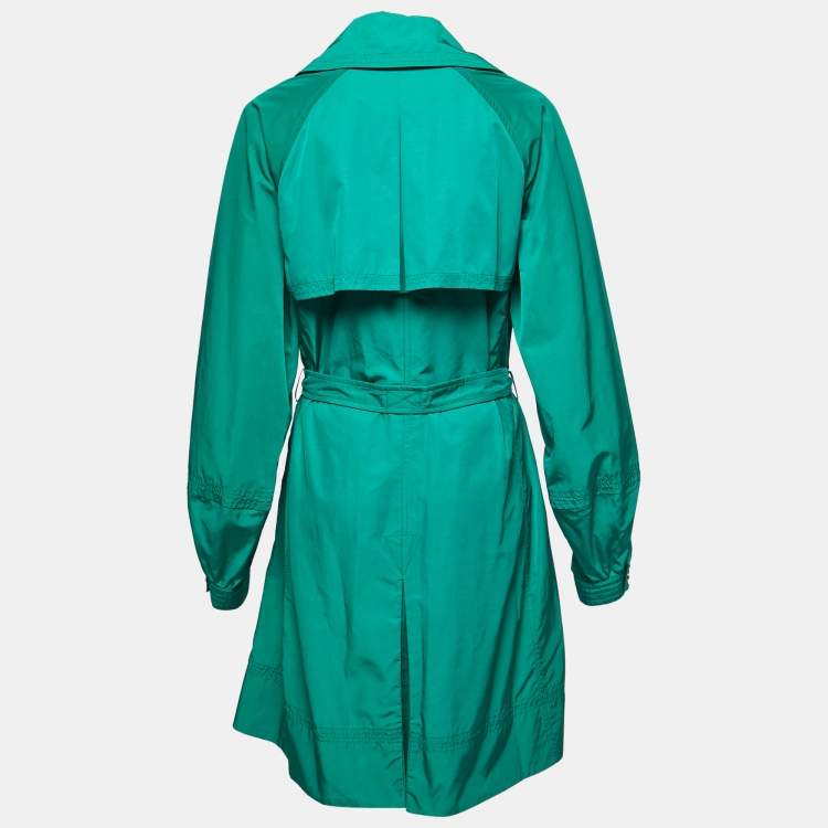 Roberto Cavalli Green Nylon Cotton Belted Trench Coat M Roberto Cavalli TLC