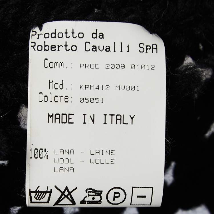 Pre Owned Roberto Cavalli Black Wool Crochet Tie Front Sleeveless Vest One Size