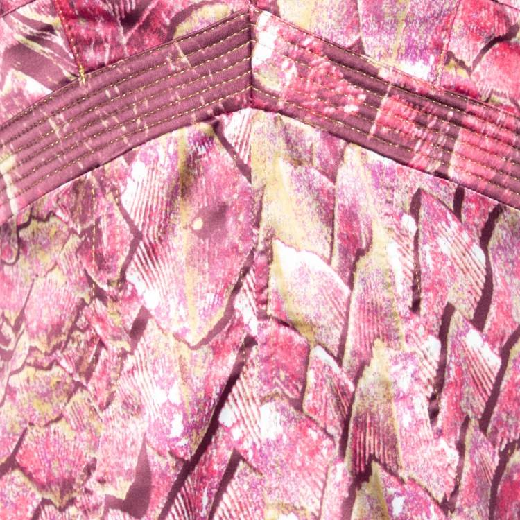 Pre Owned Roberto Cavalli Pink Printed Satin Sleeveless Mini Dress M