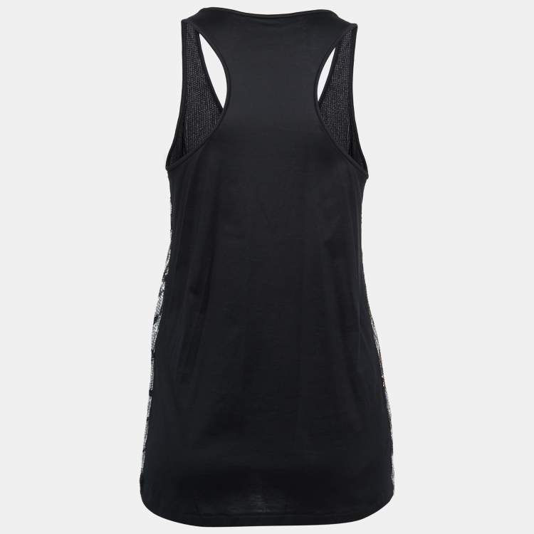 مملوكة مسبقًا Roberto Cavalli Black Sequin Embellished Cotton Sleeveless Top S