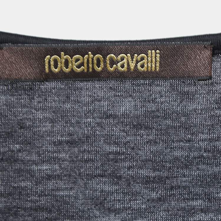 مملوكة مسبقًا Roberto Cavalli Black Sequin Embellished Cotton Sleeveless Top S