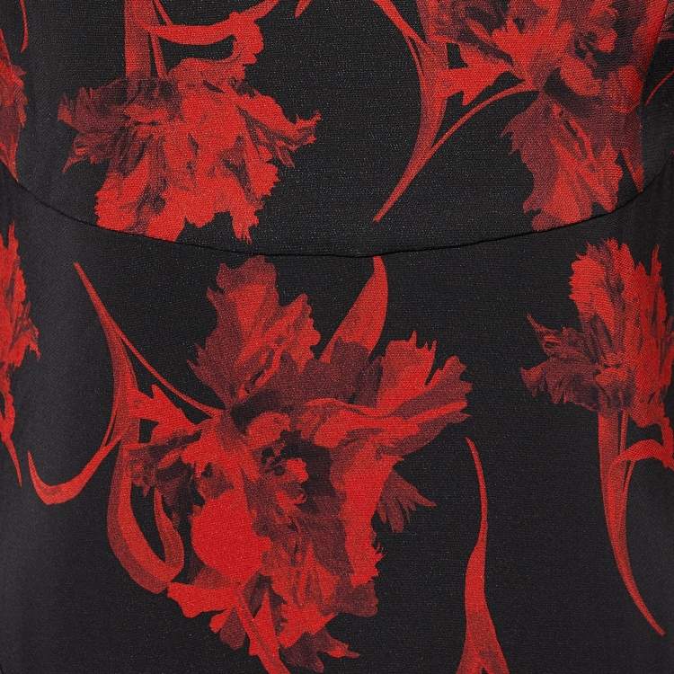 مملوكة مسبقًا Roberto Cavalli  Black Floral Printed Crepe Sleeveless Sheath Dress M