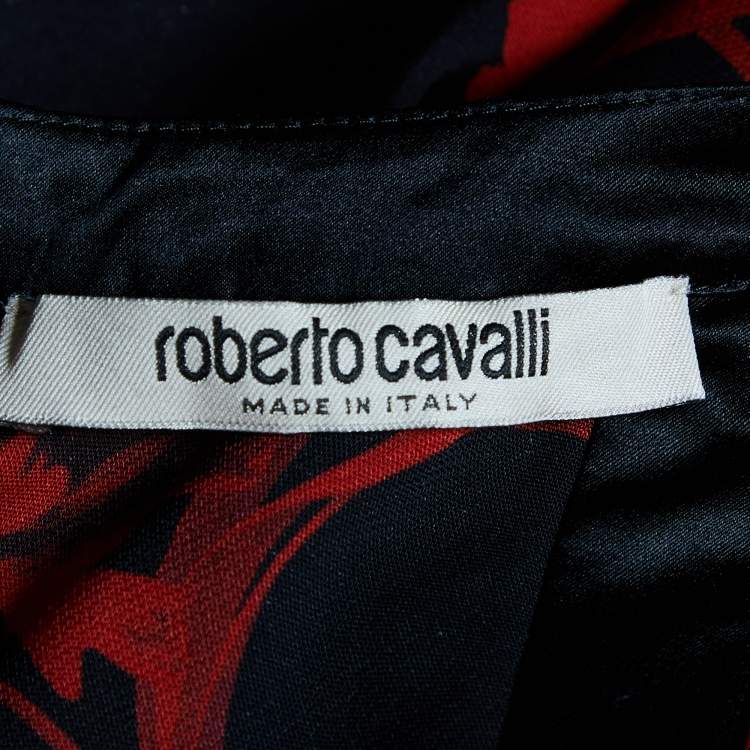 مملوكة مسبقًا Roberto Cavalli  Black Floral Printed Crepe Sleeveless Sheath Dress M