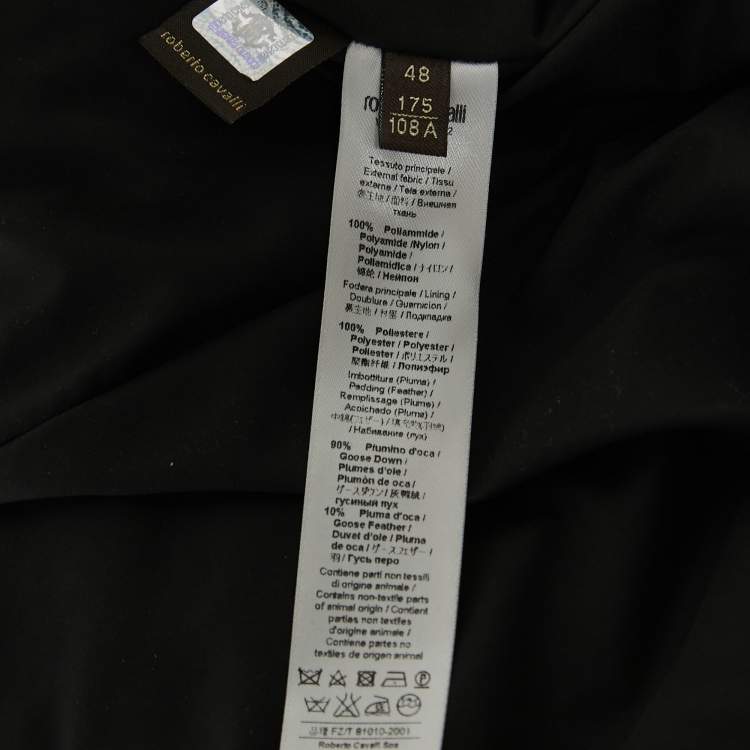 Pre Owned Roberto Cavalli Black Quilted Synthetic zipper Puffer Coat L