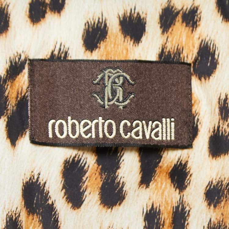 Pre Owned Roberto Cavalli Black Quilted Synthetic zipper Puffer Coat L
