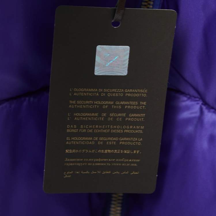 Pre Owned Roberto Cavalli Purple Quilted Synthetic Zipper Puffer Coat L