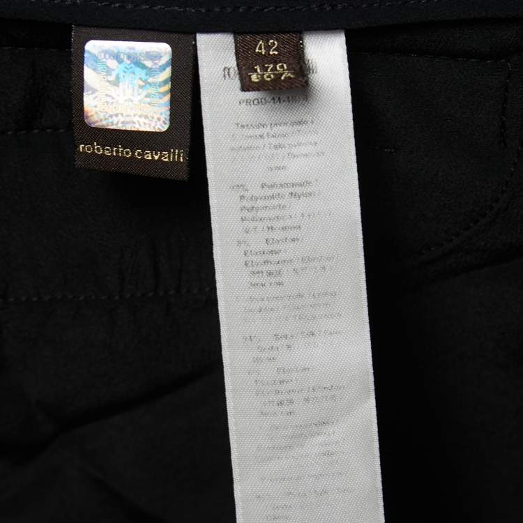 Pre Owned Roberto Cavalli Black Stretch Gabardine Slim Fit Trousers M