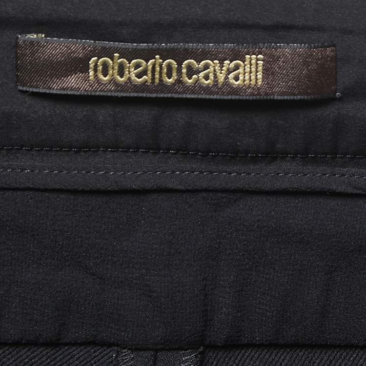 Pre Owned Roberto Cavalli Black Stretch Gabardine Slim Fit Trousers M