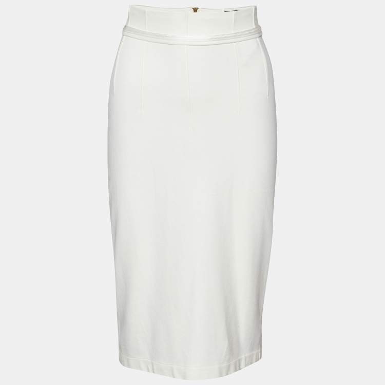 Pre Owned Class by Roberto Cavalli Cream Knit Pencil Skirt M