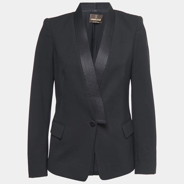 Pre Owned Roberto Cavalli Black Wool Single- Breasted Blazer M