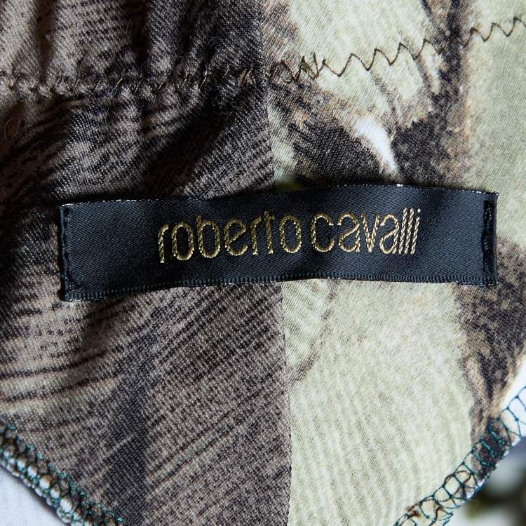Pre Owned Roberto Cavalli Multicolor Printed Jersey Elastic Waist Maxi Skirt L