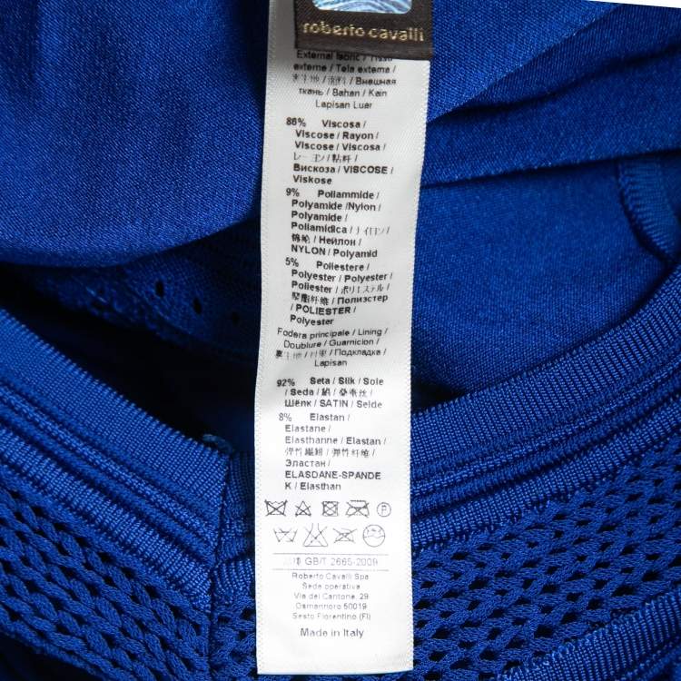 Pre Owned Roberto Cavalli Blue Knit Fringed Sleeveless Mini Dress M