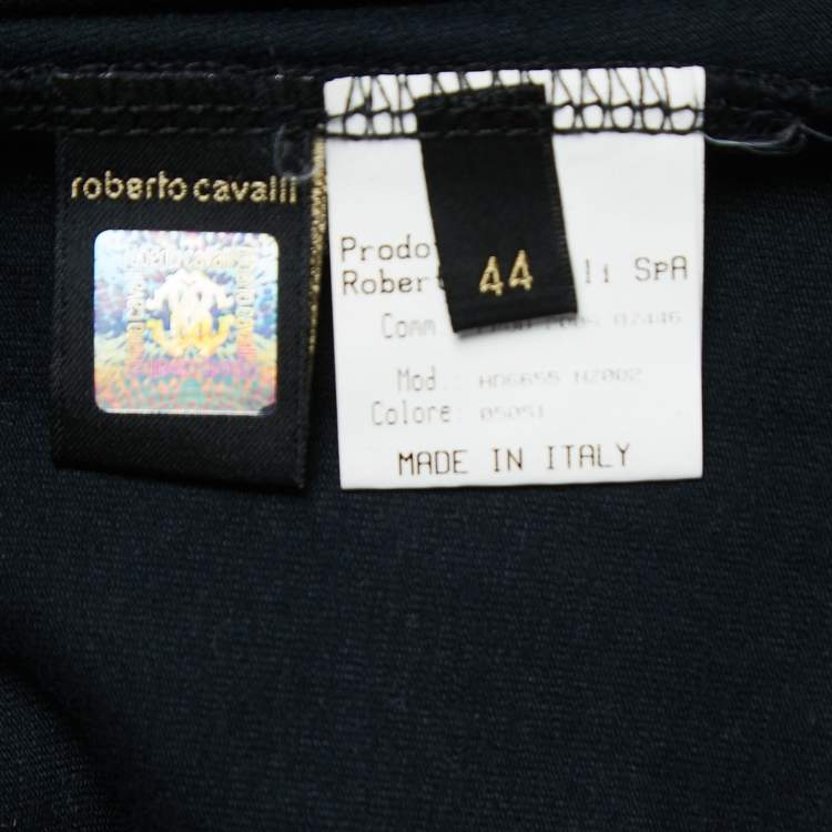 مملوكة مسبقًا Roberto Cavalli Black Embroidered Cotton Crew Neck T-Shirt M