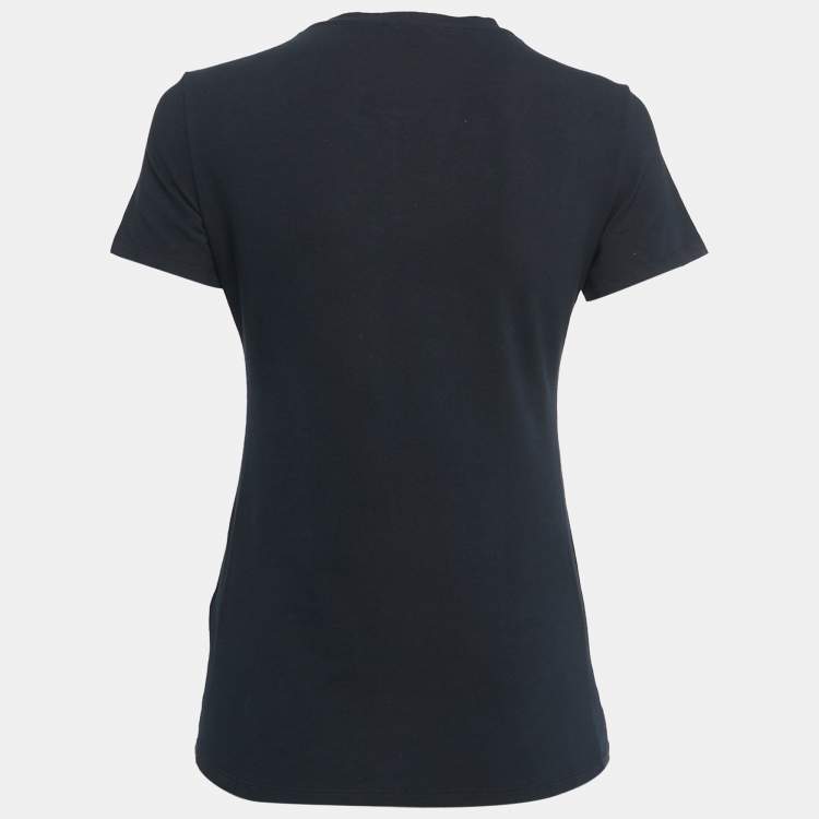 مملوكة مسبقًا Roberto Cavalli Black Embroidered Cotton Crew Neck T-Shirt M