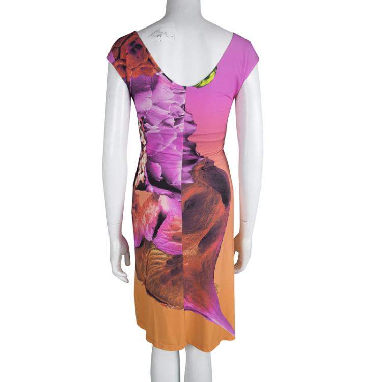 Pre Owned Roberto Cavalli Multicolor Printed Draped Dress S